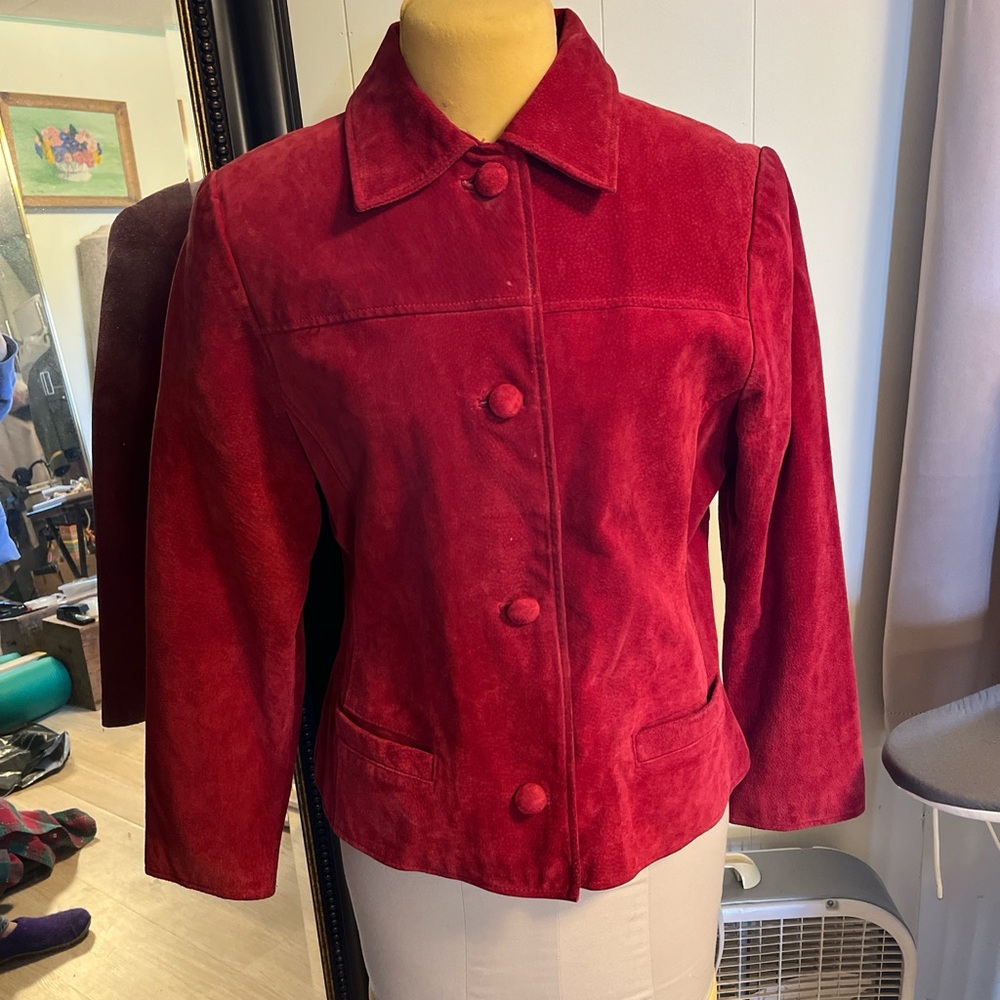 Vintage Red Suede Women's Jacket